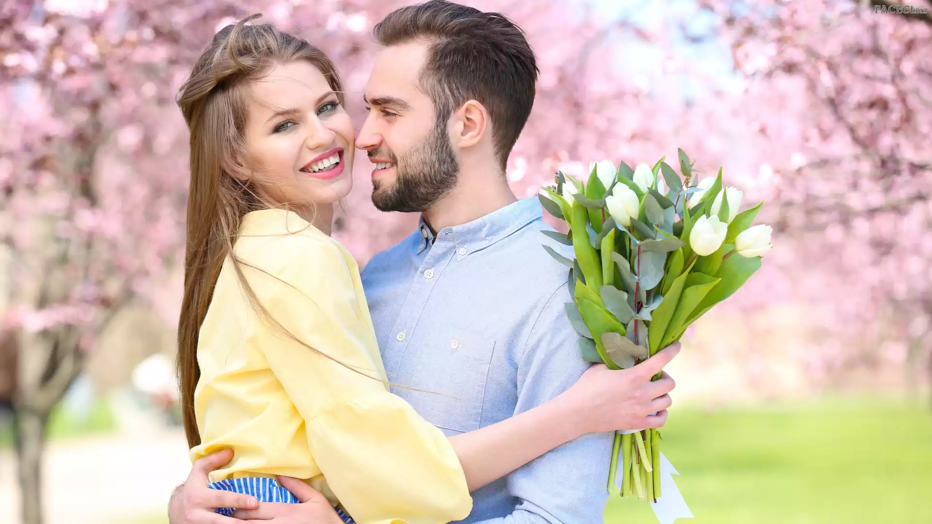 Tulipany, Kwiaty, Mężczyzna, Kobieta, Miłość